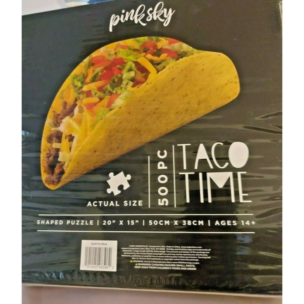 TACO TIME PUZZLE 500 PCS TACO-SHAPED PUZZLE BY PINK SKY 20" X 15" NEW - Picture 3 of 4